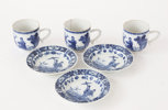 Kaffekoppar med fat 3st, Kina, Qianlong, 1700-tal