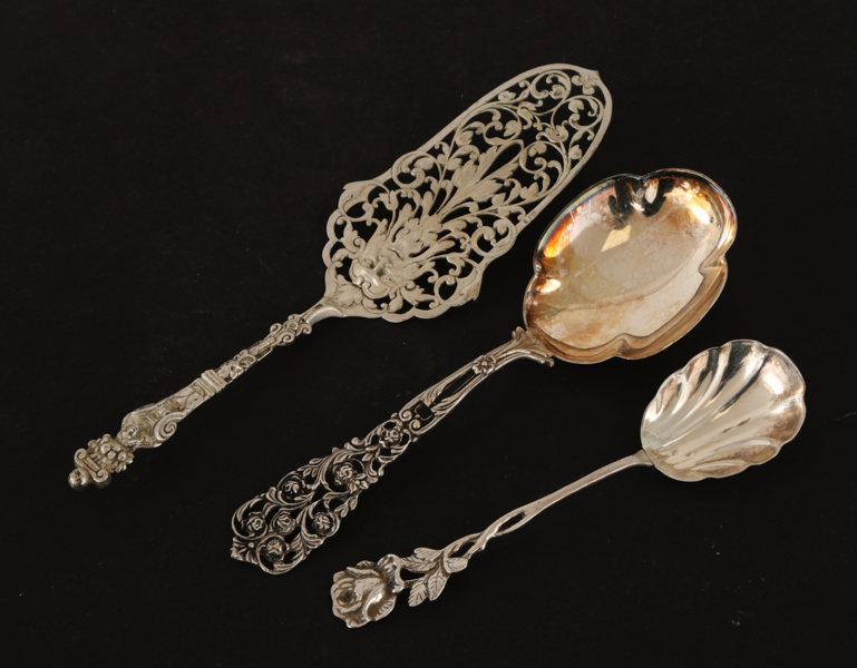 Serveringsbestick 3st, silver, bl.a. Gewe