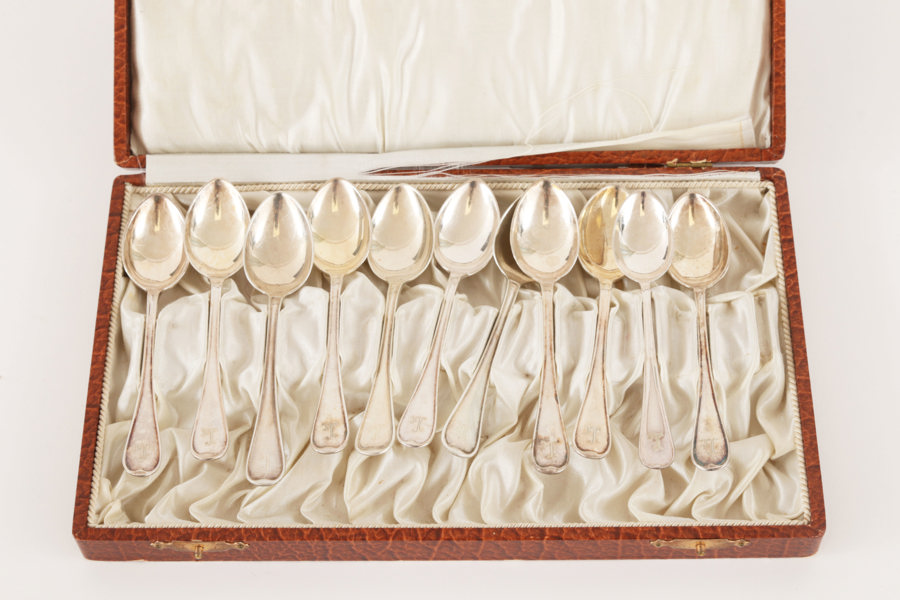 Kaffeskedar 11st, silver, "Svensk Rund", C.G.Hallberg