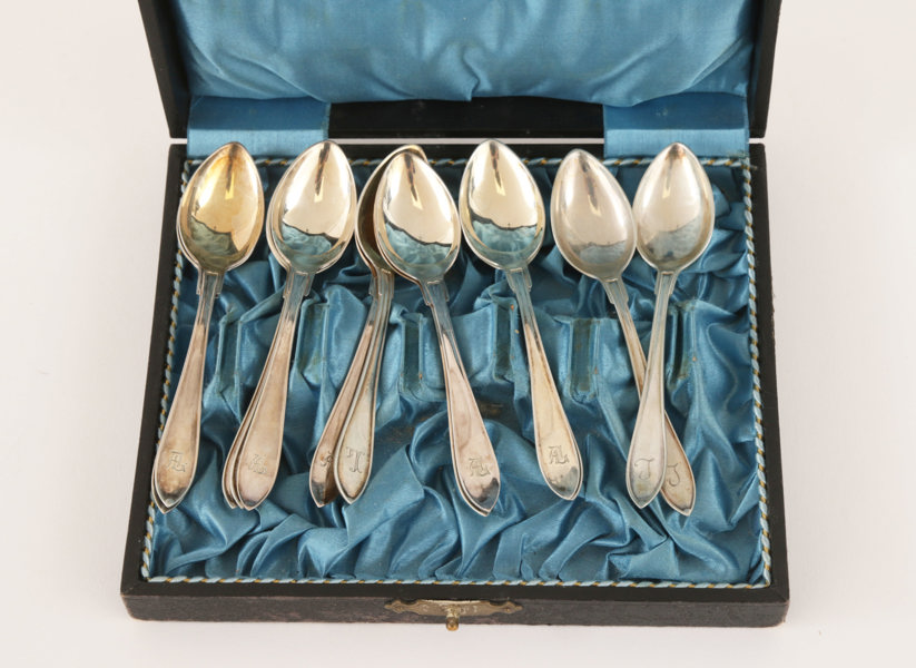 Kaffeskedar 12st, silver, "Svensk Spets"