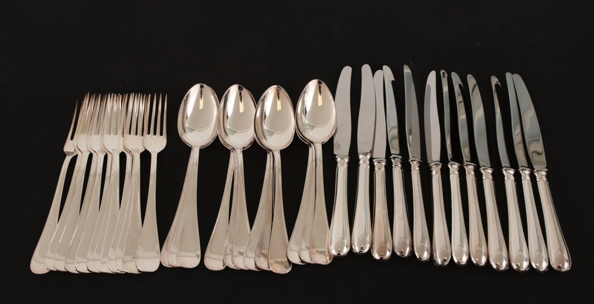 Bestickservisdelar, silver, "Svensk Rund"