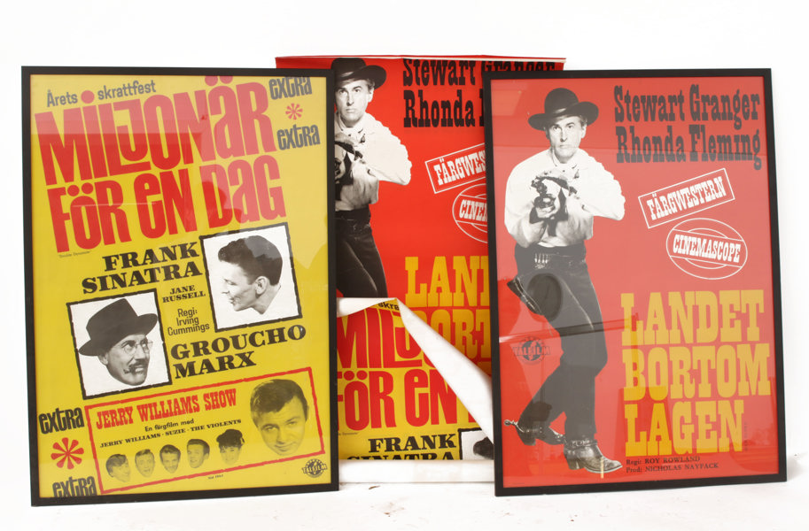 Filmaffischer 6st, varav 2st inramade