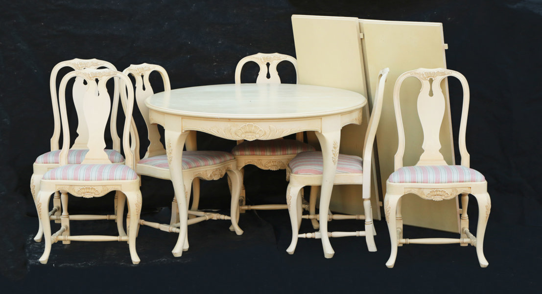 Matsalsmöblemang 7 delar, rokokostil, 1900-tal