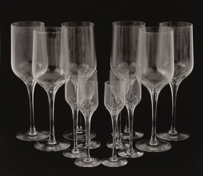 Glasservisdelar 12st, "Radiance", Erika Lagerbielke för Orrefors