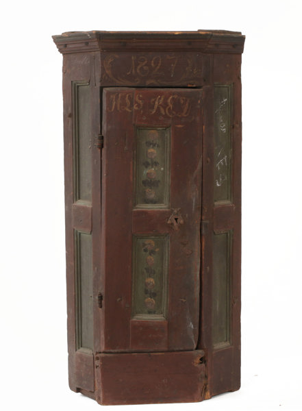 Vägghörnskåp, allmoge, barock, 1700-tal