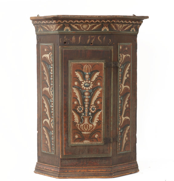 Vägghörnskåp, allmoge, Dalarna, daterat 1786