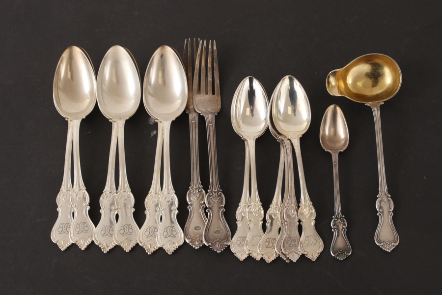Bestick 16 delar, silver, "Olga", bl.a. 1800-tal