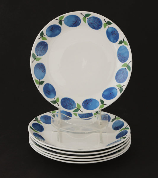 Förrättstallrikar 6st, "Prunus", Stig Lindberg för Gustavsberg