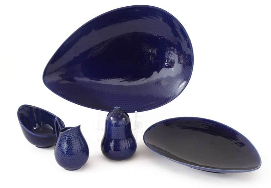 Servisdelar 5st, "Blå Eld", Hertha Bengtsson för Rörstrand