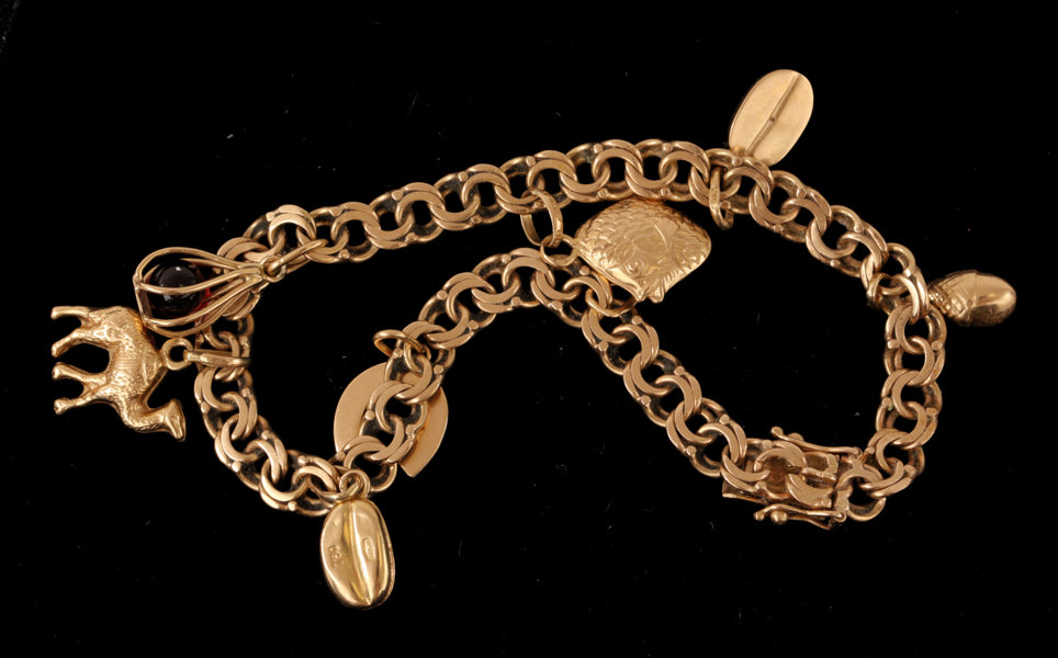 Armband med berlocker, 18k