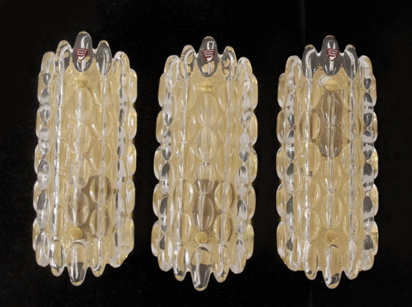 Vägglampor 3st, Carl Fagerlund för Orrefors