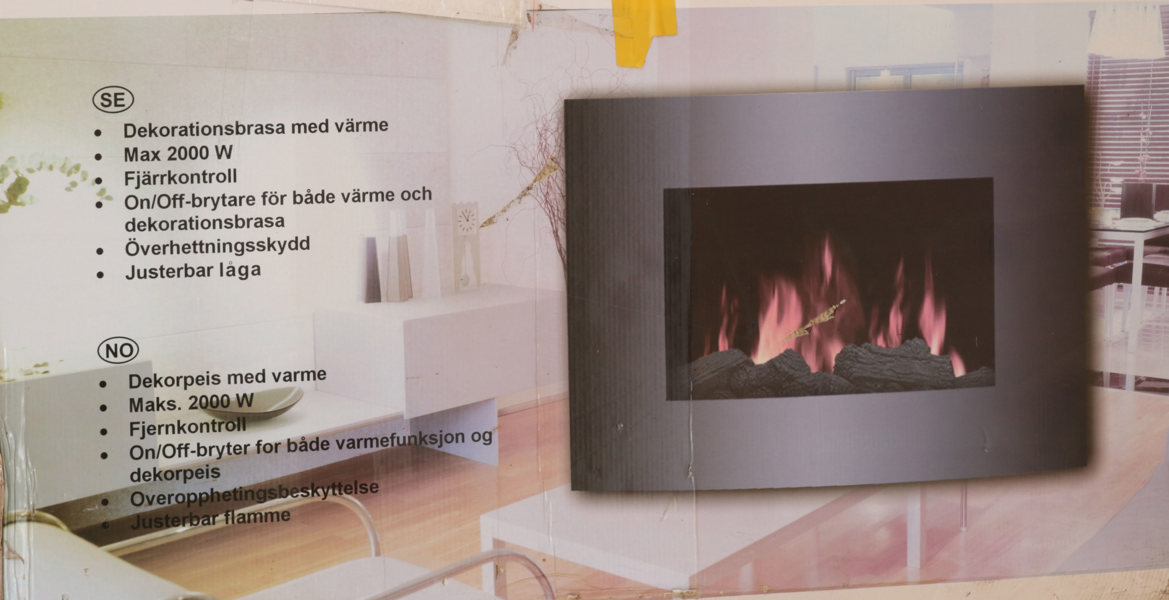 Vägghängd dekorationsbrasa med värme, Jula