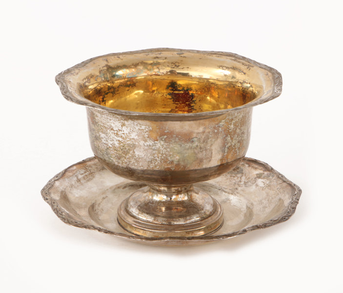 Såsskål med underfat, silver, 1849
