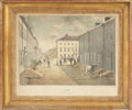 Kopparstick, "Gefle - Östra Drottninggatan", 1800-tal