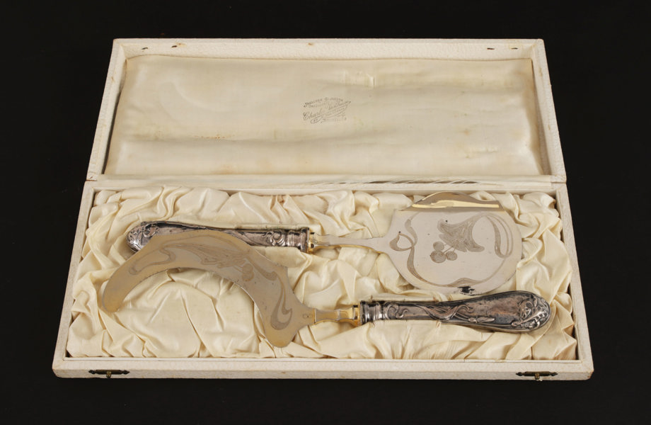 Serveringsbestick 2 delar, silver, jugend, tidigt 1900-tal