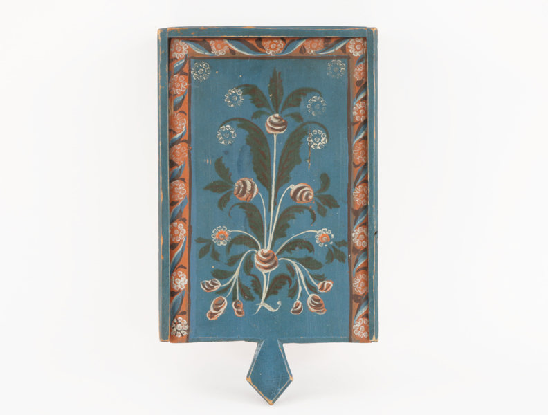 Låda med skjutlock, allmoge, daterad 1852