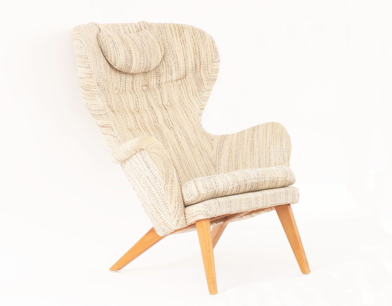 Fåtölj, "Siesta", Carl Gustaf Hiort af Ornäs, Puunveisto Oy, omkring 1900-talets mitt