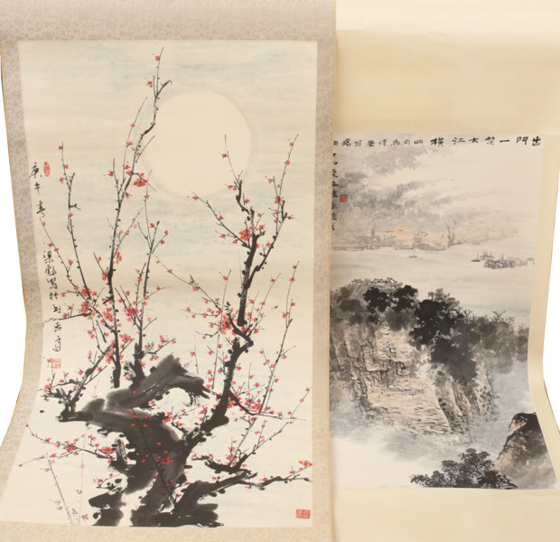 Rullmålningar 2st, Kina, 1900-tal