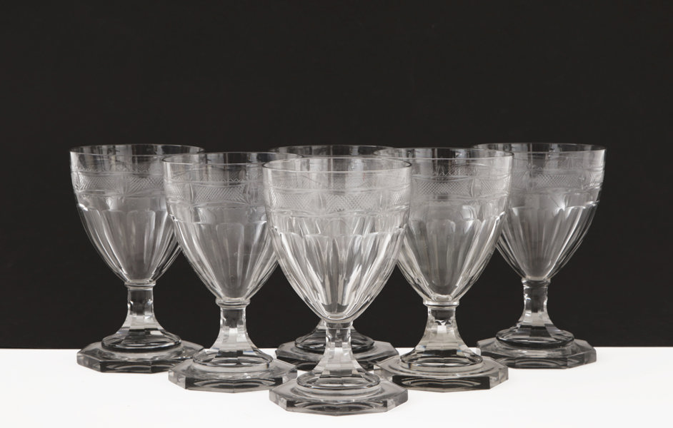 Vinglas 6st, "Hörningsholm", Gerda Strömberg, 1900-talets första hälft