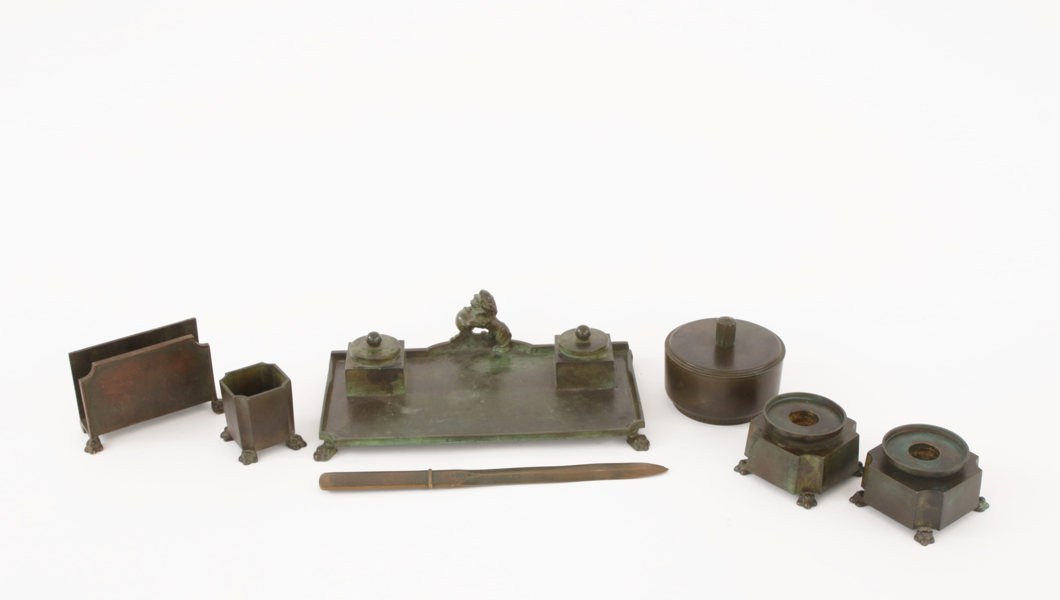 Skrivbordsuppsättning 7 delar, GAB Brons, 1920/30-tal