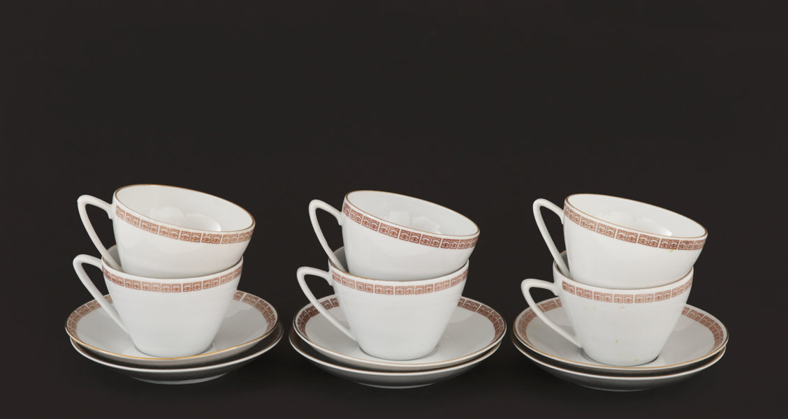 Chokladkoppar med fat 6st, "Mazetti", UE-Karlskrona