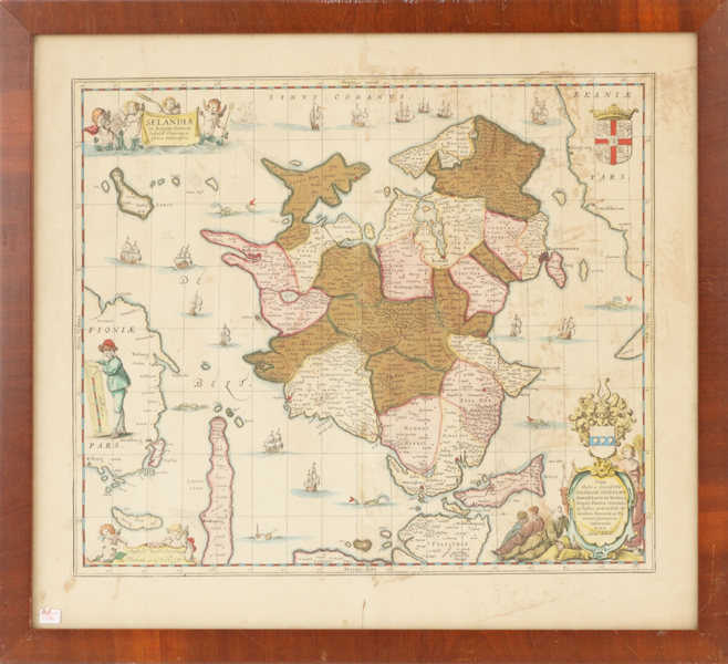Karta, "Selandiae in Regno Daniae Insulae Chorographica Descriptio", G.Valk & P.Schenk, 16/1700-tal