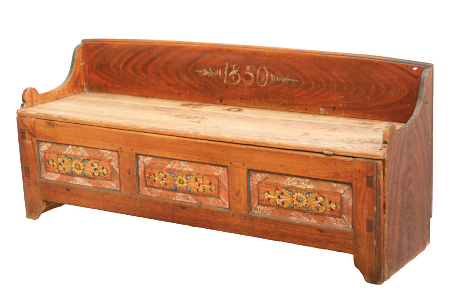 Fållbänk, allmoge, daterad 1850