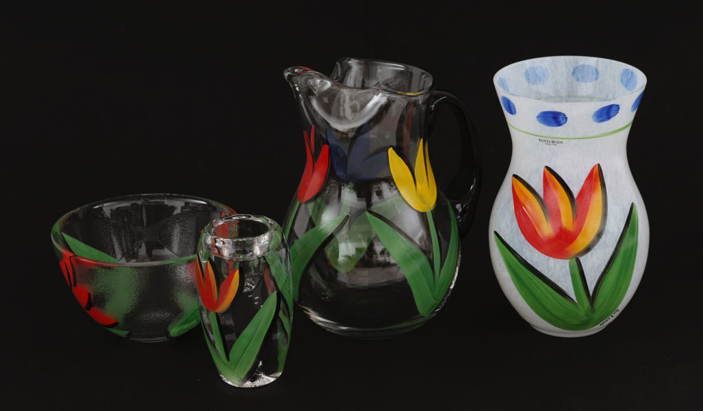 Glas 4 delar, "Tulpan", Ulrica Hydman Vallien för Kosta Boda