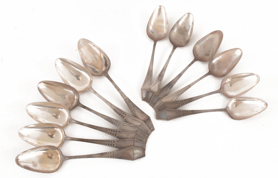 Matskedar 6st samt bordsskedar 6st, silver, Finland