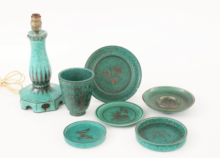 Stengods 7 delar, "Argenta", Wilhelm Kåge för Gustavsberg