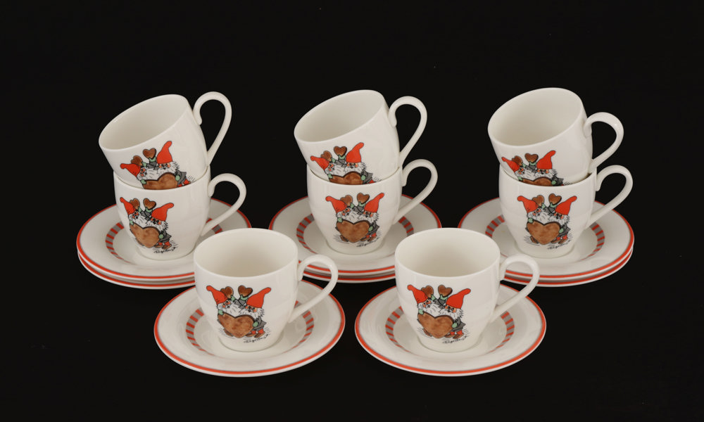 Kaffekoppar med fat 8st, Rolf Berg för Duka