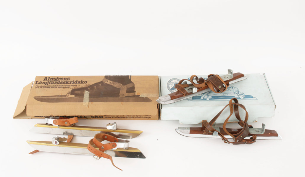 Långfärdsskridskor 2 par, Gillbergs samt Almgrens