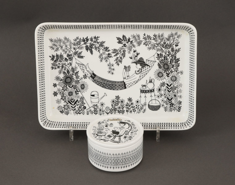 Bricka och lockburk, "Emilia", Arabia, Finland