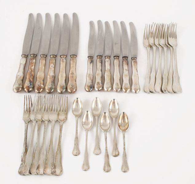 Bestickservisdelar 30st, silver, GAB, bl.a. 1928