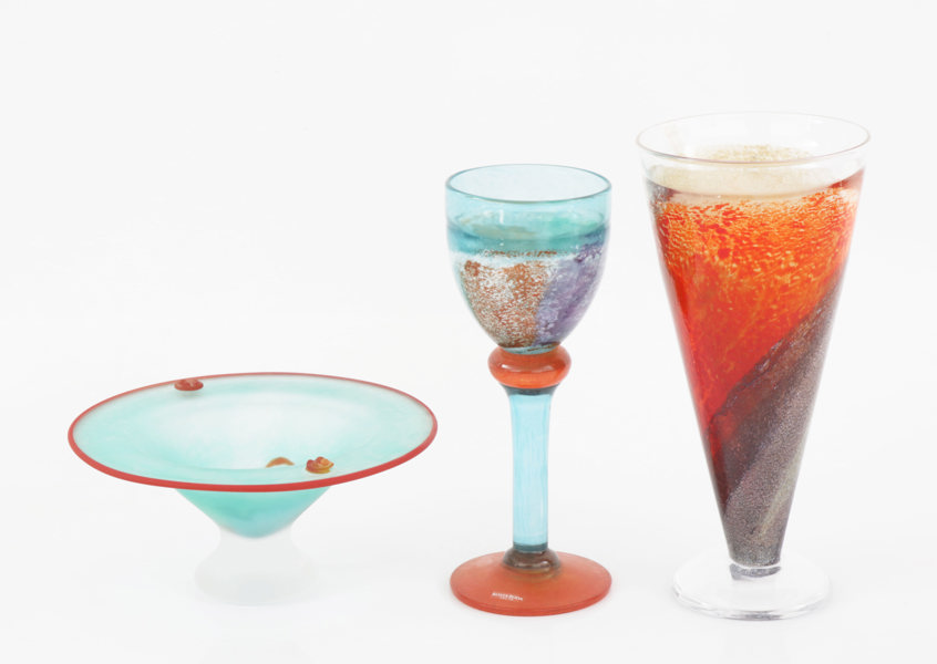 Konstglas 3 delar, Kjell Engman för Kosta Boda