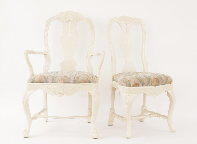 Stol och karmstol, rokokostil, 1900-tal