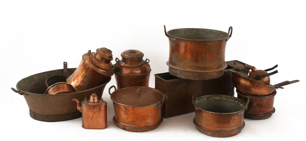 Parti kopparföremål, bl.a. 1800-tal