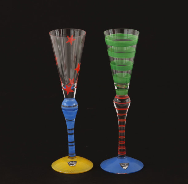 Snapsglas ett par, "Clown", Ann Nilsson för Orrefors