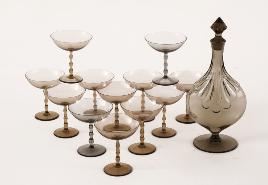 Likörservis 13 delar, "Stork", Simon Gate för Orrefors