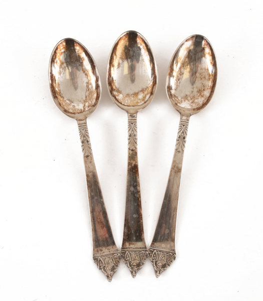 Matskedar 3st, silver, C.G.Hallberg, Stockholm, 1955