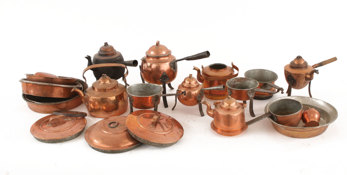 Parti kopparföremål, bl.a. 1800-tal