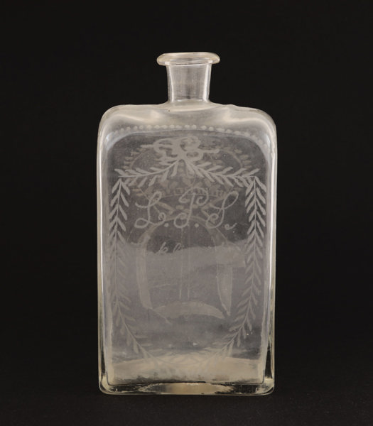 Brännvinsflaska, daterad 1852