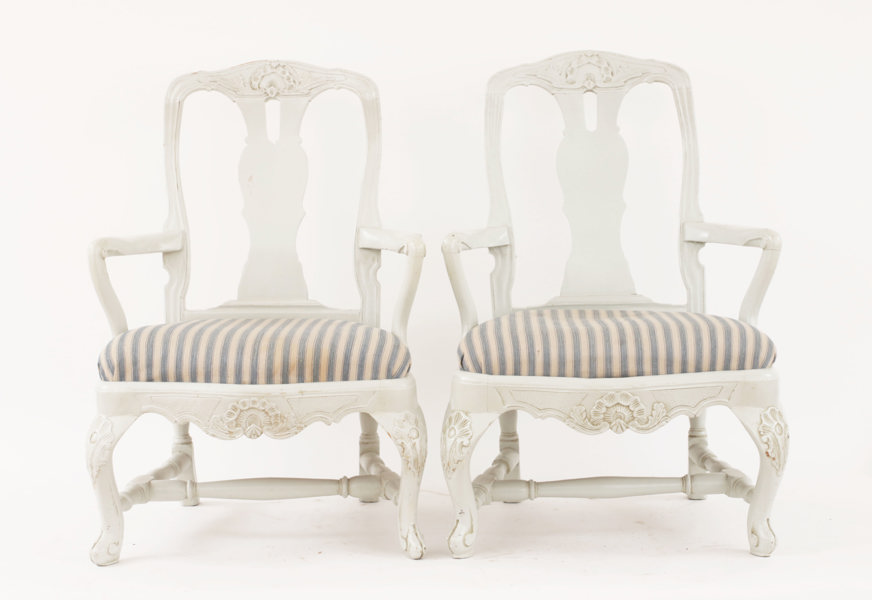 Karmstolar ett par, rokoko, 1700-tal