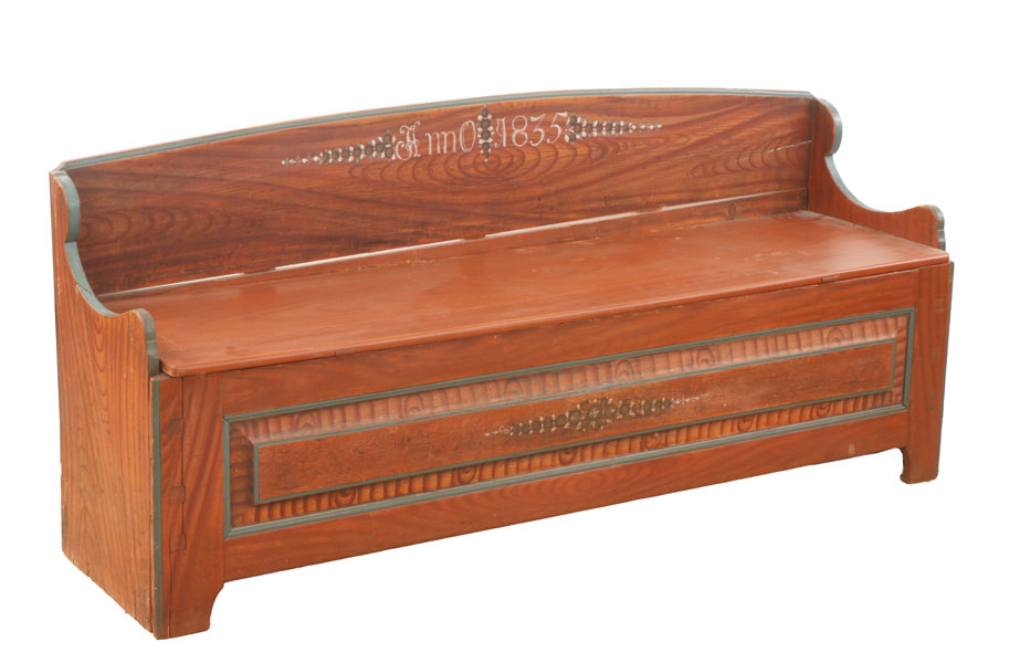 Fållbänk, allmoge, daterad 1835