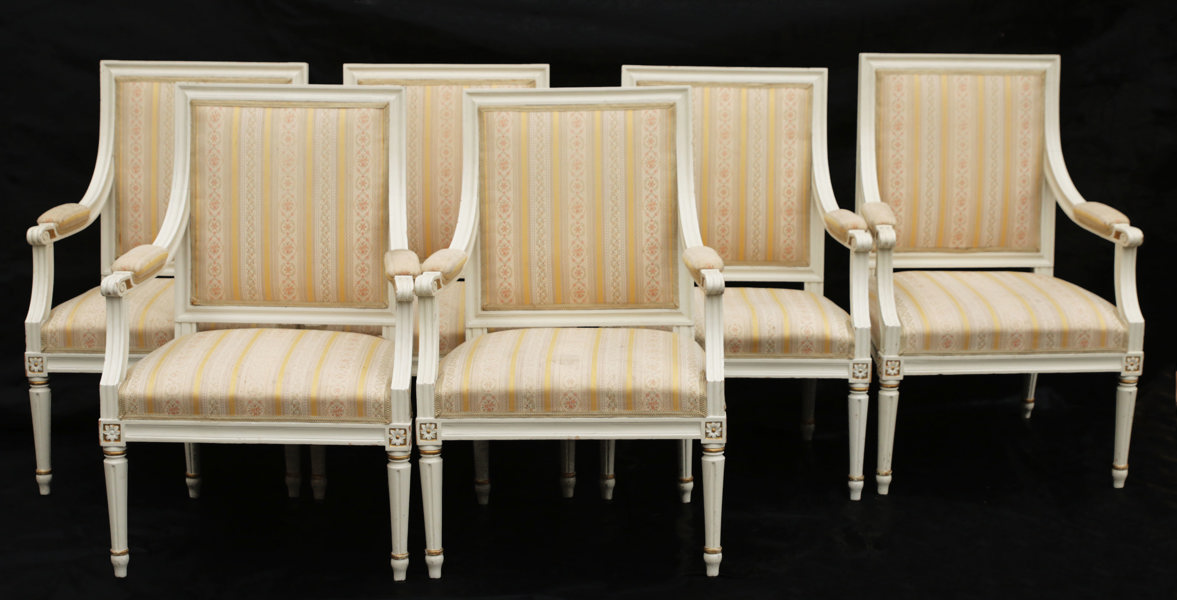 Karmstolar 6st, gustaviansk stil, 1900-talets första hälft