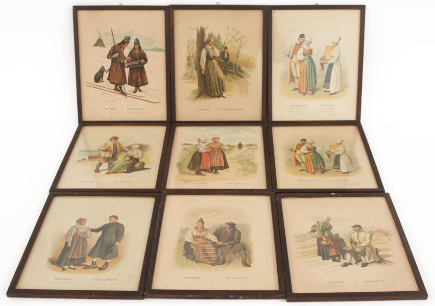 Grafiska blad 9st, ur "Ett år i Sverige", 18/1900-tal