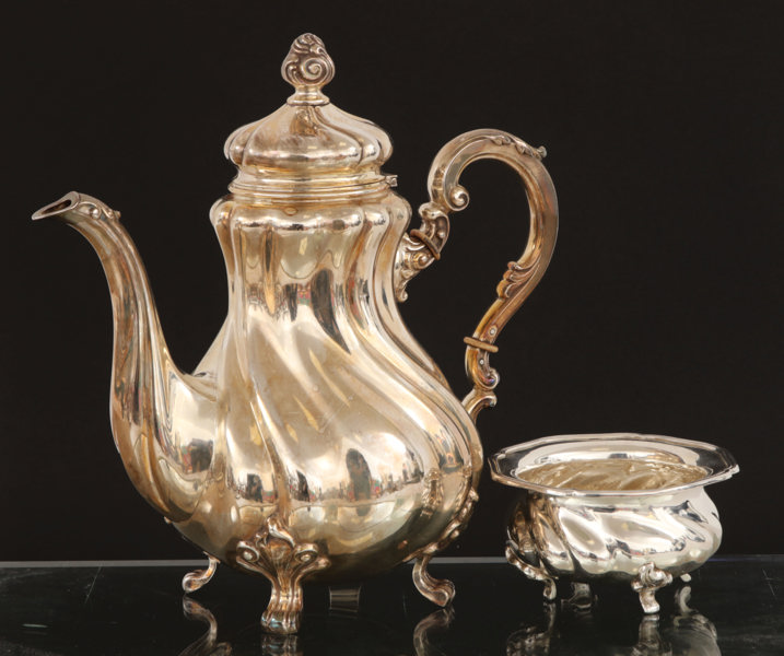 Kaffekanna och sockerskål, silver, Tyskland, 1900-talets första hälft