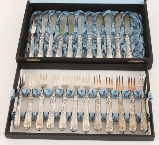 Bestick 23 delar, silver, Tyskland, 1900-talets början