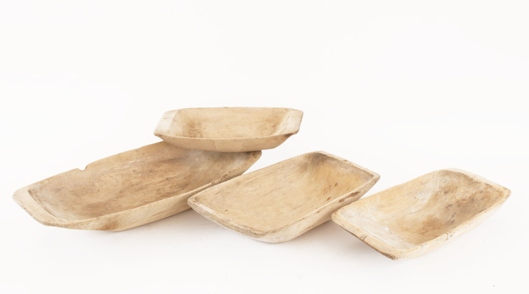 Tråg 4st, allmoge, 1800-tal