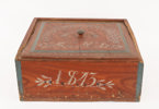 Stor låda med skjutlock, daterad 1843